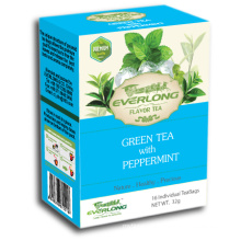 Menta de pimienta con sabor a té verde pirámide bolsa de té superior mezclas Orgánica y UE compatible (FTB1511)